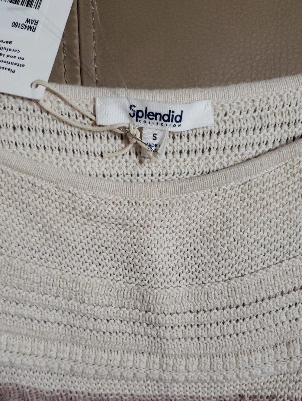 Splendid Nicola Sweater Tank Top In A Cream And Tan Color. Size: Small - Picture 9 of 9